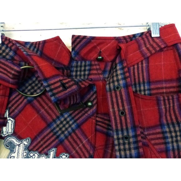 Atelier GX-2 France Womens VTG Y2K Asymmetrical Plaid Wool Skirt L Punk Grunge - Picture 11 of 11